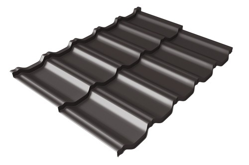 Металлочерепица модульная Квинта Uno Grand Line c 3D резом 0,5 Satin RR 32 темно-коричневый купить в Николаевске-на-Амуре