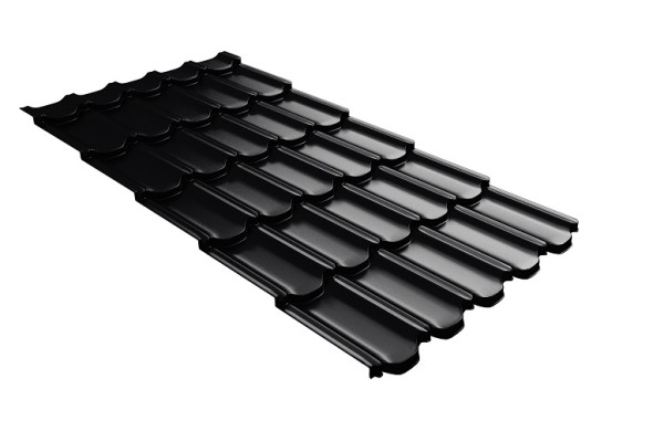 Металлочерепица квинта плюс с 3D резом 0,5 Satin Мatt RAL 9005 черный купить в Николаевске-на-Амуре